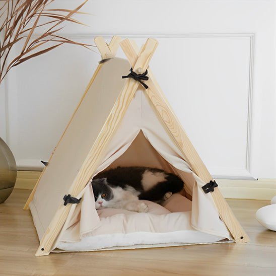panier pour chat beige avec coussin