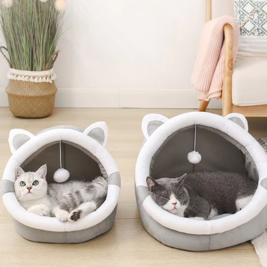 panier pour chat blanc gris