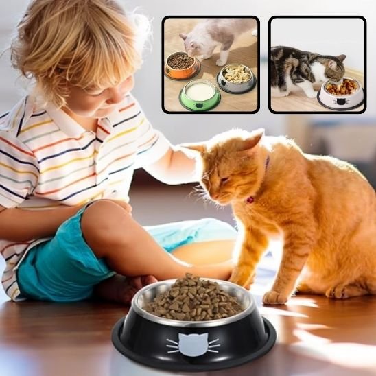 Base antidérapante caoutchouc noir gamelle chat inox stable