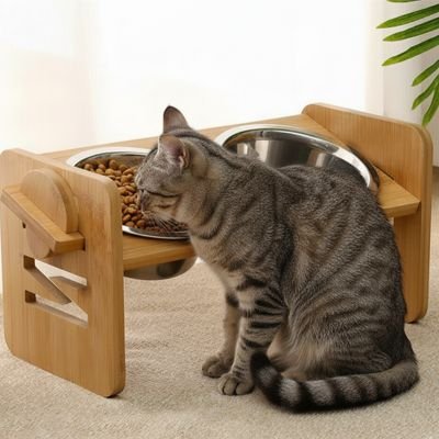 Chat mange gamelle pour chat inox 