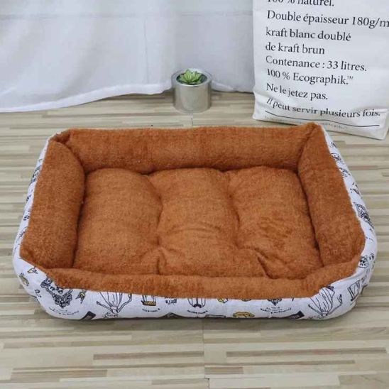 coussin a chat rectangulaire marron