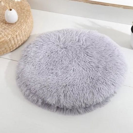 coussin chat gris poils long