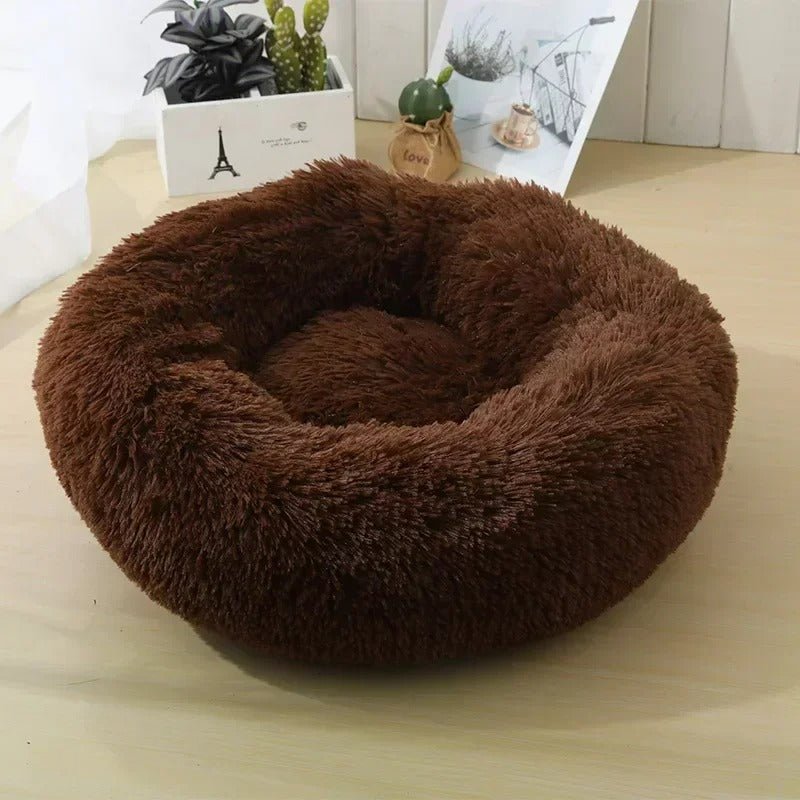 coussin chat marron peluche confort