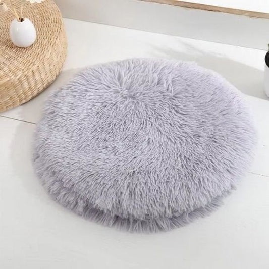 coussin chat gris poils long