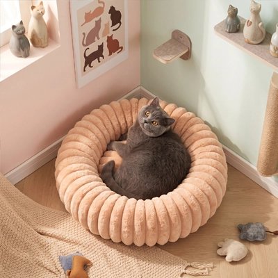 Coussin pour Chat cotelé coloris marron