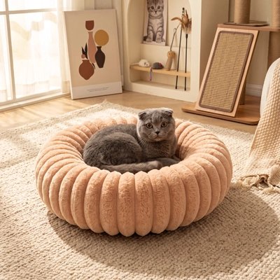 Coussin pour Chat forme donut marron