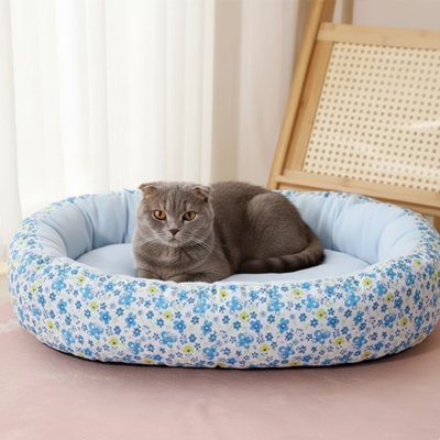 Coussin pour Chat forme ovale coloris bleu
