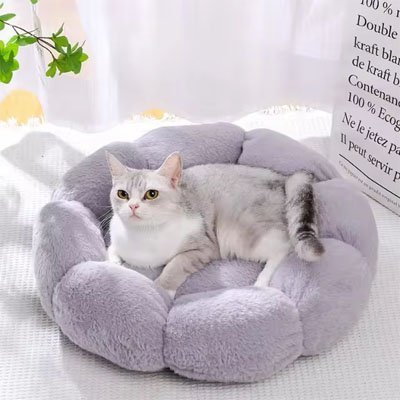 coussin pour chat gris moelleux