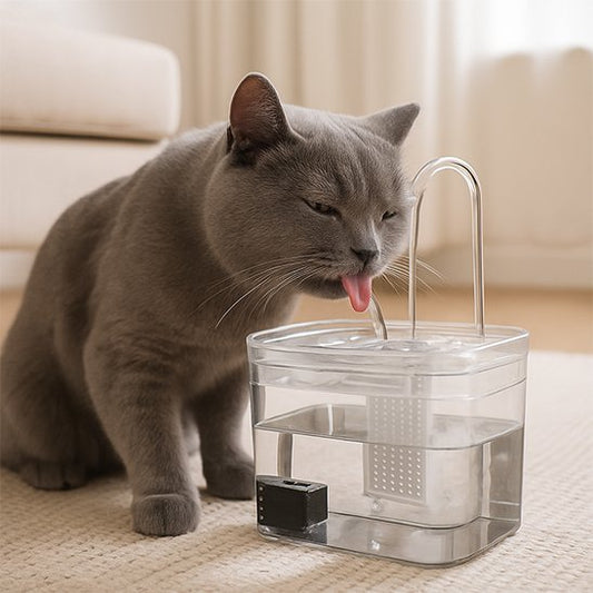 Fontaine à eau chat design transparent 1,5 litres