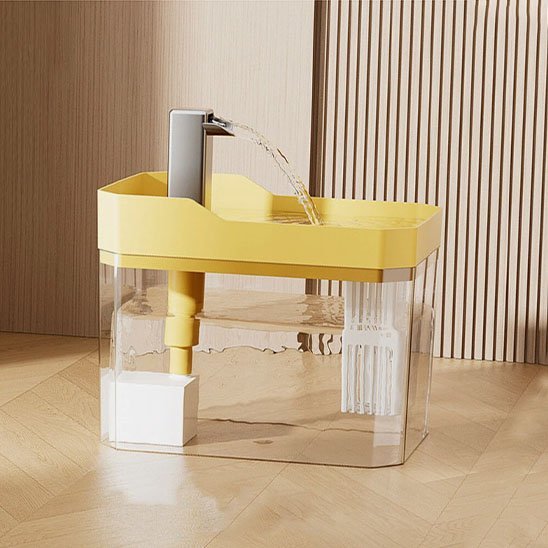 Fontaine eau pour chat 1,5L avec système de filtration visible et robinet ergonomique surélevé