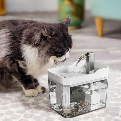 Fontaine eau pour chat transparent à écoulement continu, réservoir détachable 1,5 litres