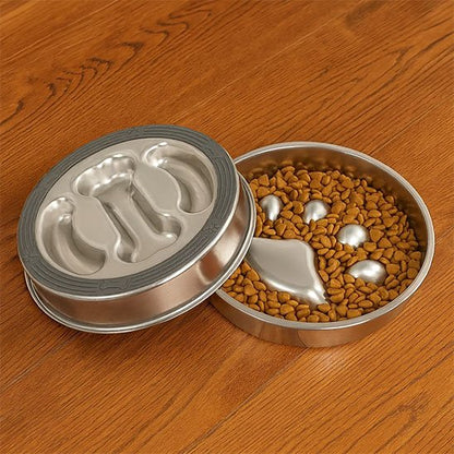 Gamelle anti glouton chat  avec base antidérapante et bol en acier inoxydable