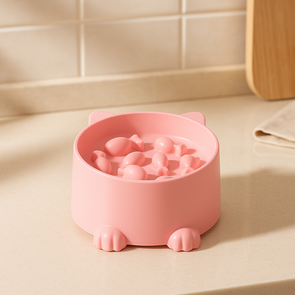 Gamelle anti glouton chat coloris rose pale