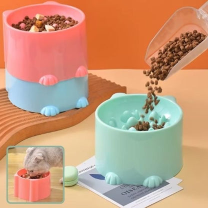 Gamelle anti glouton chat empilable avec motif poisson et pieds stables