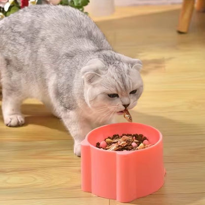 Gamelle anti glouton chat surélevée rose avec relief texturé