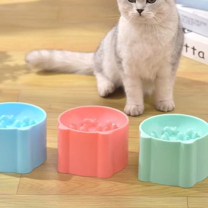 Gamelle anti glouton chat surélevée verte à pieds antidérapants et bords arrondis