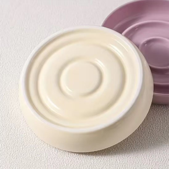 Gamelle céramique anti glouton chat spirale blanc et rose antidérapante
