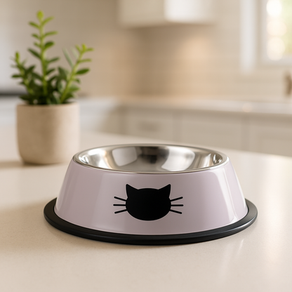 Gamelle chat acier inoxydable motif chat gris