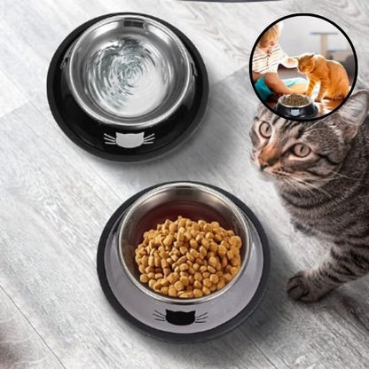 Gamelle chat en acier inoxydable design élégant intérieur moderne