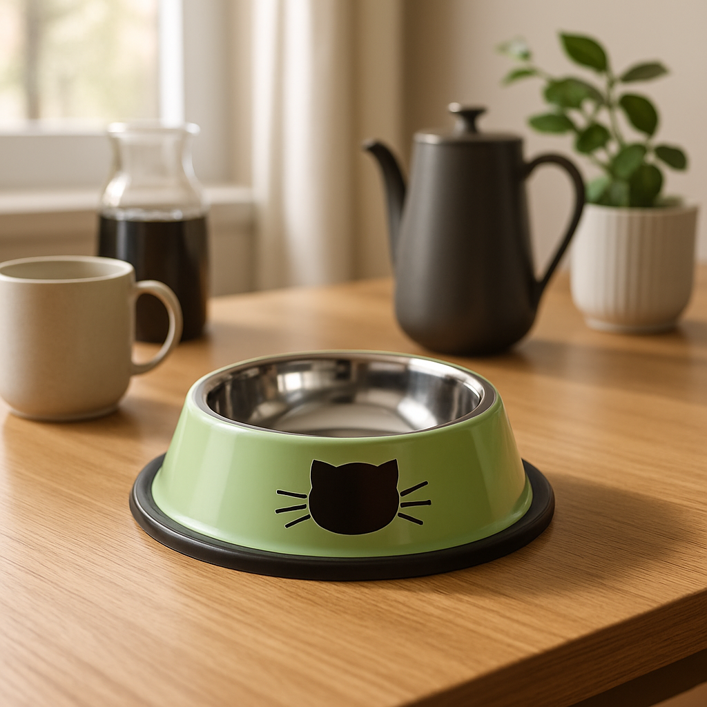 Gamelle chat inox coloris vert