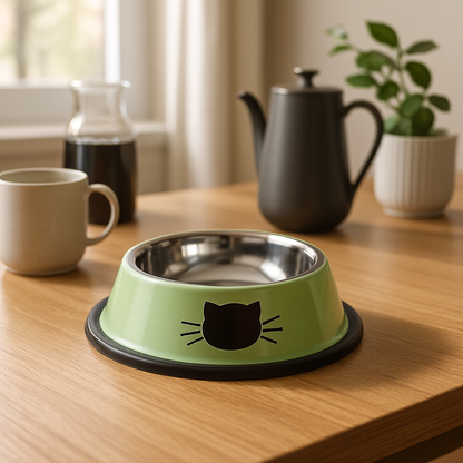 Gamelle chat inox coloris vert