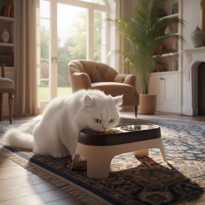 Gamelle Chat surélevée double bol - Réduit tension cou et facilite digestion