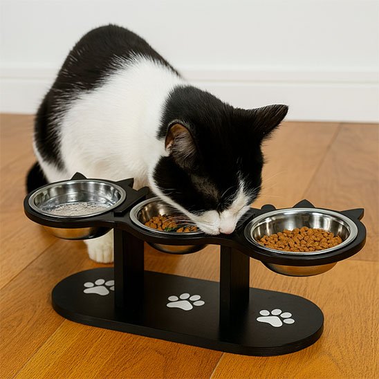 Gamelle Chat surélevée ergonomique triple bol pour alimentation confortable