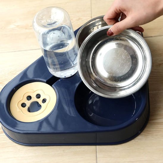 gamelle double chat avec 2 bols inox et base antidérapante stable