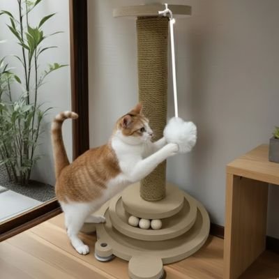 Griffoir pour chat  jouet integre   