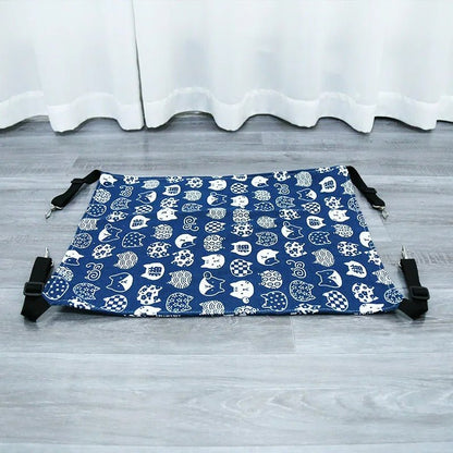 hamac chat fond bleu