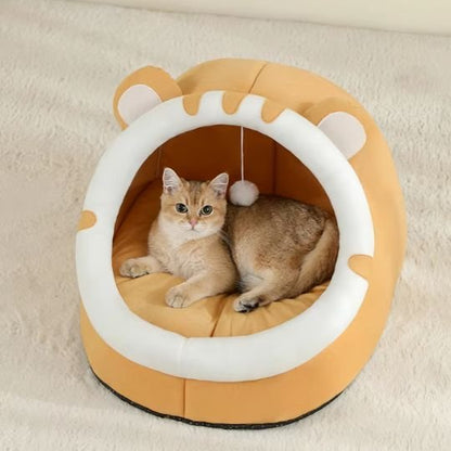 lit pour chat beige coussin beige