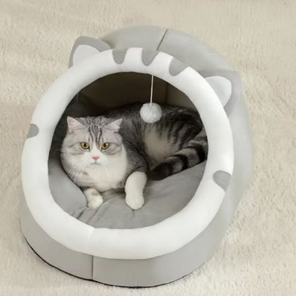 lit pour chat gris semi ferme