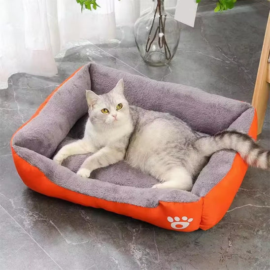 lit pour chat moelleux orange
