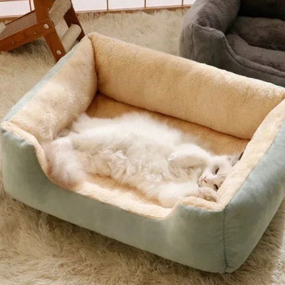 lit pour chat moelleux vert d eau