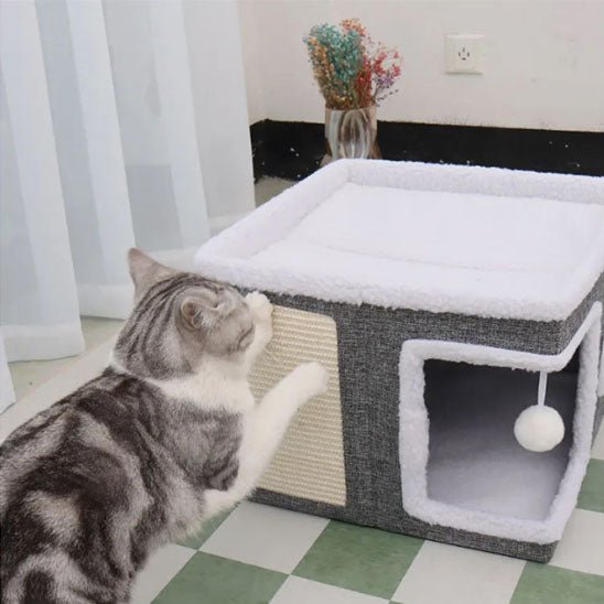 maison pour chat inclus griffoir