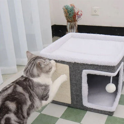 maison pour chat inclus griffoir