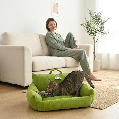 Panier Chat avec accoudoirs et dossier couleur vert