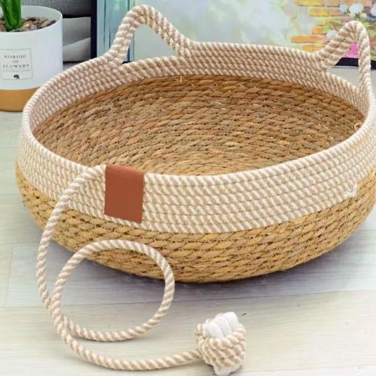 panier osier chat jouet integre